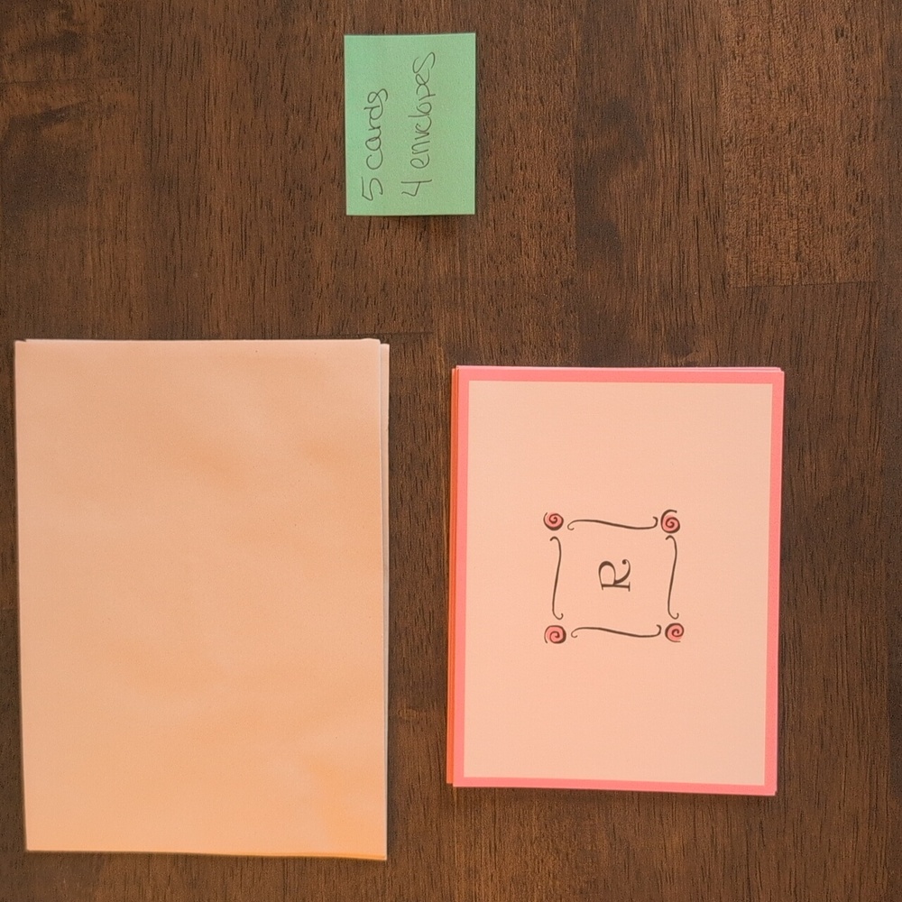Pink Monogrammed Note Card - Picture 2 of 2